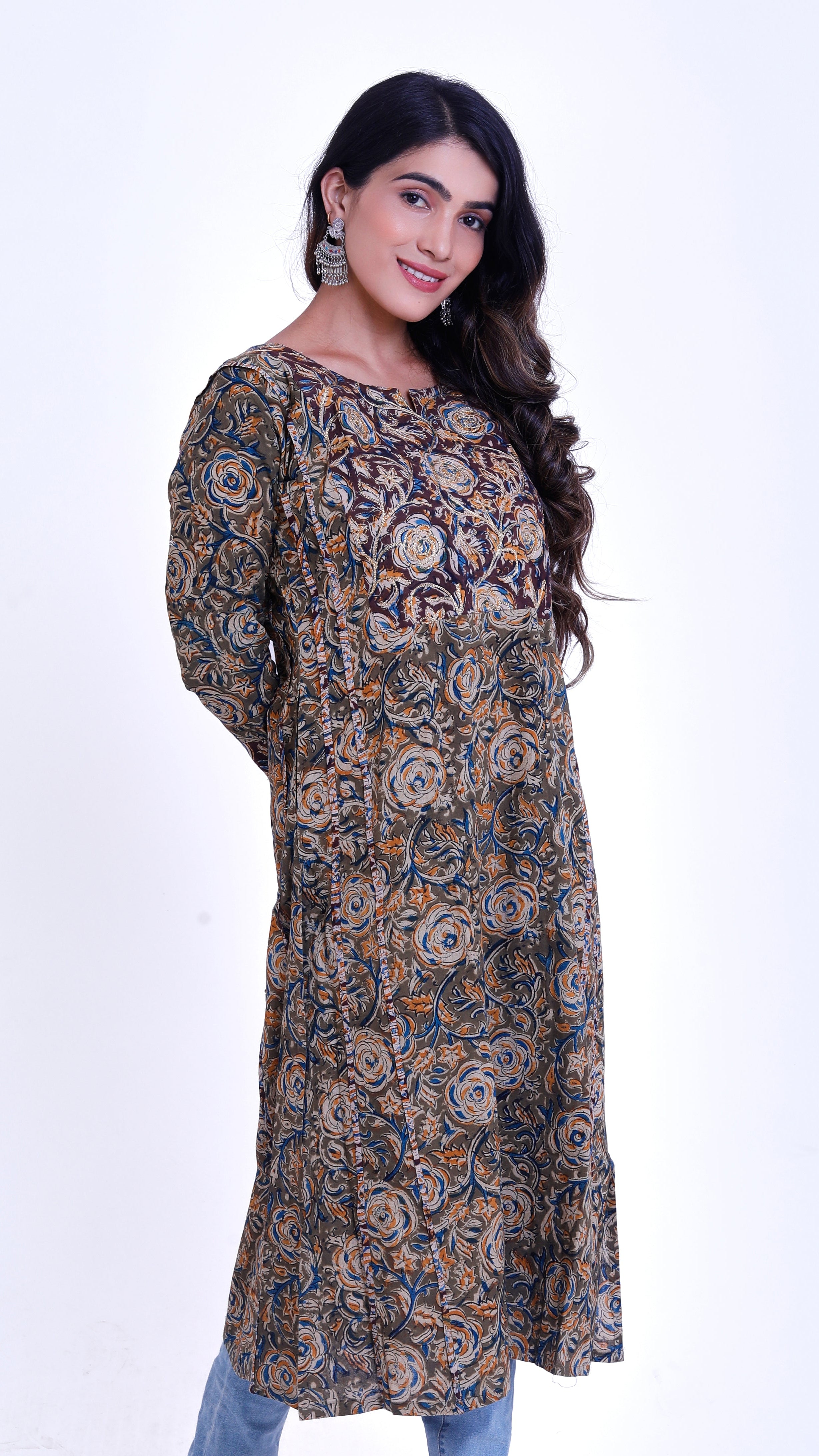 Kalamkari Kurti with 3/4 sleeves