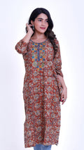 Kalamkari straight kurti (with embroidery)