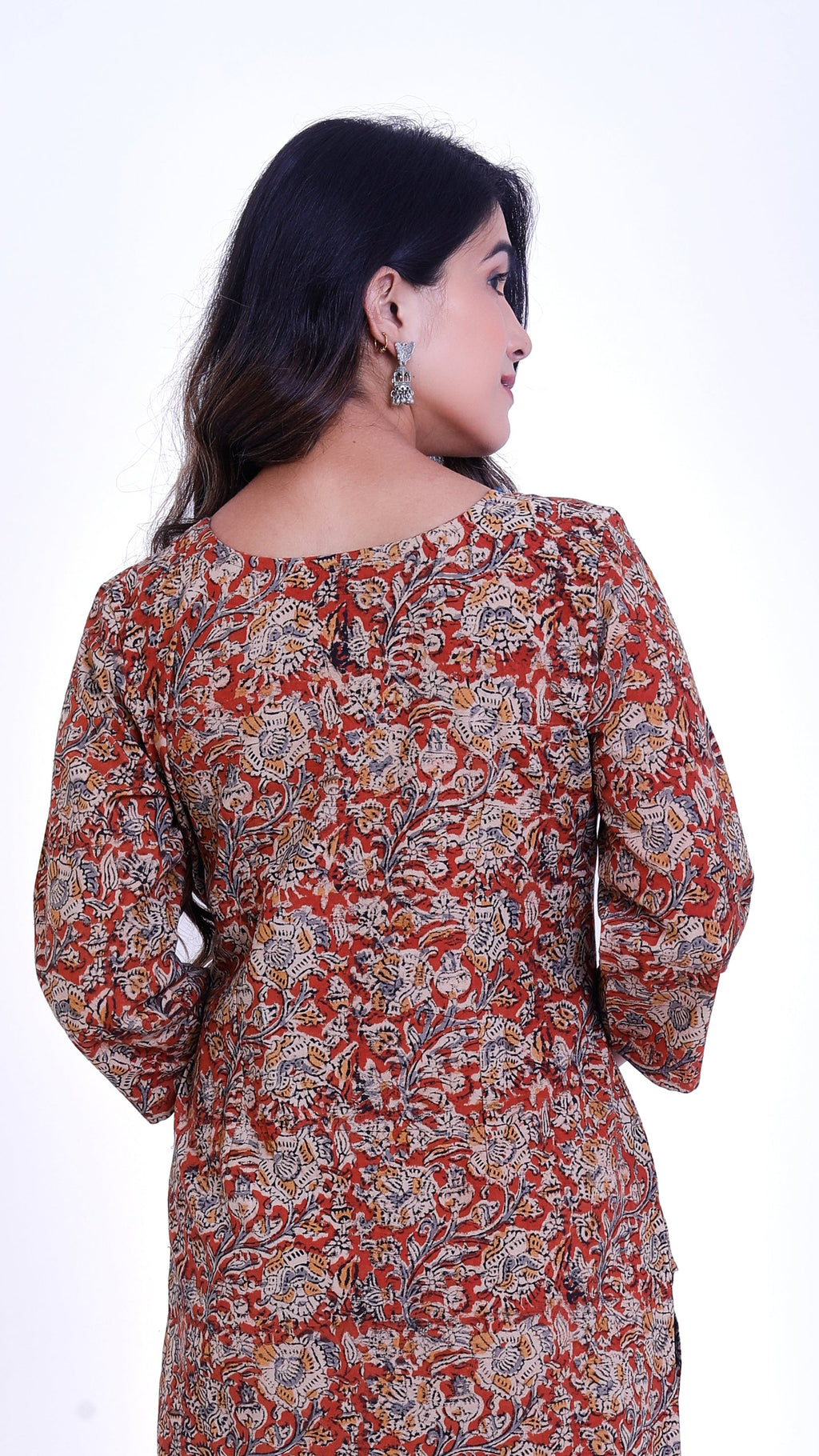 Kalamkari straight kurti (with embroidery)