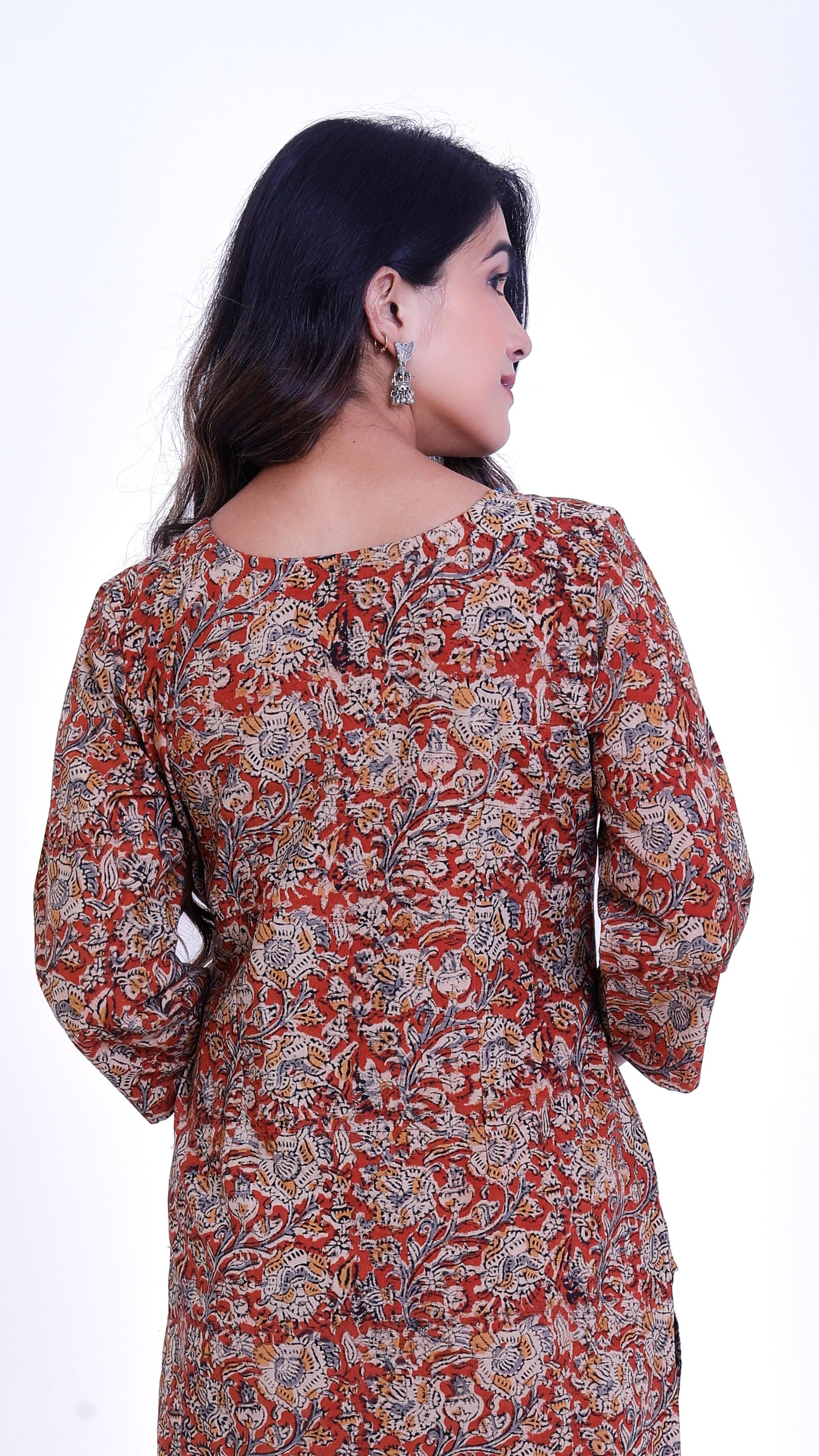 Kalamkari straight kurti (with embroidery)