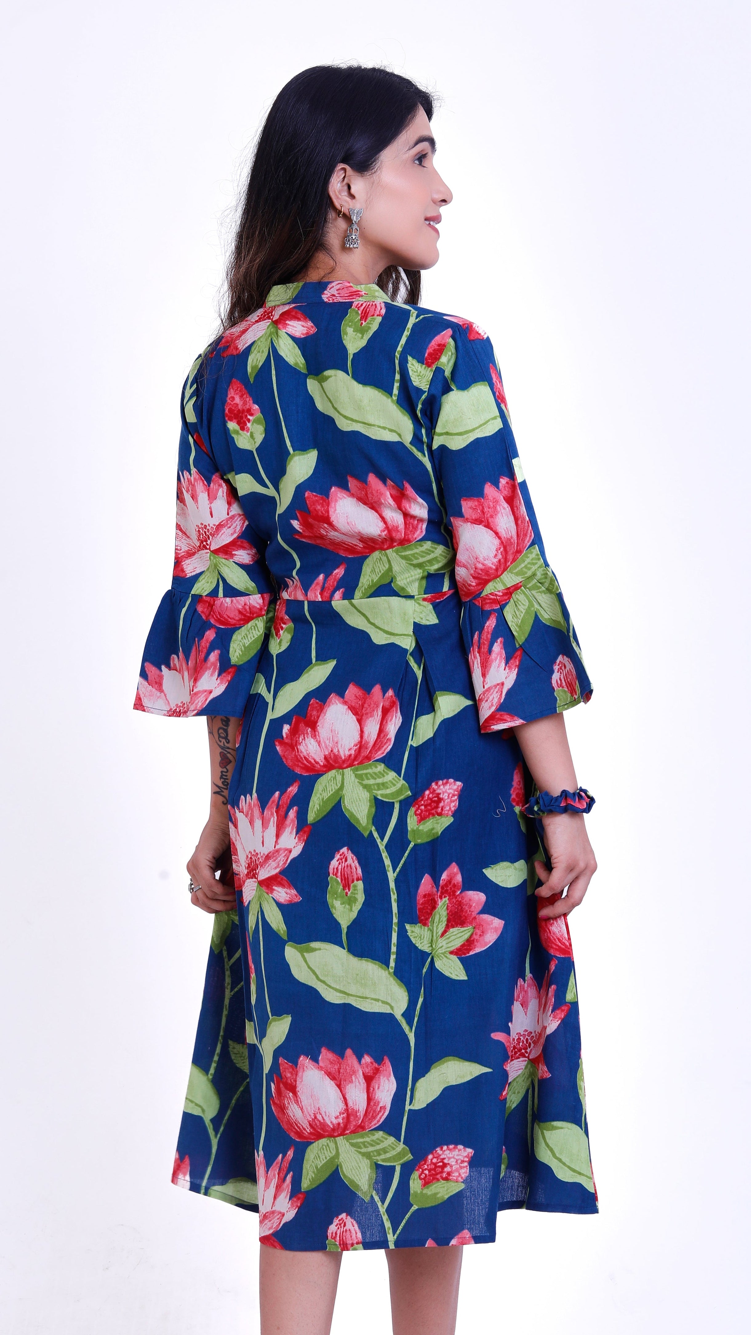 Blue floral print one piece