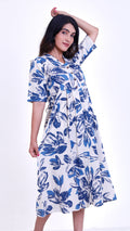 Blue floral print one piece