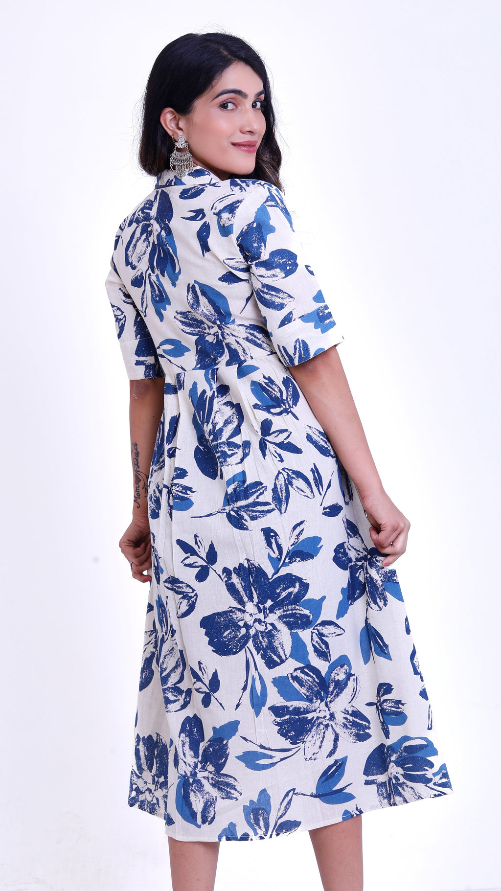 Blue floral print one piece