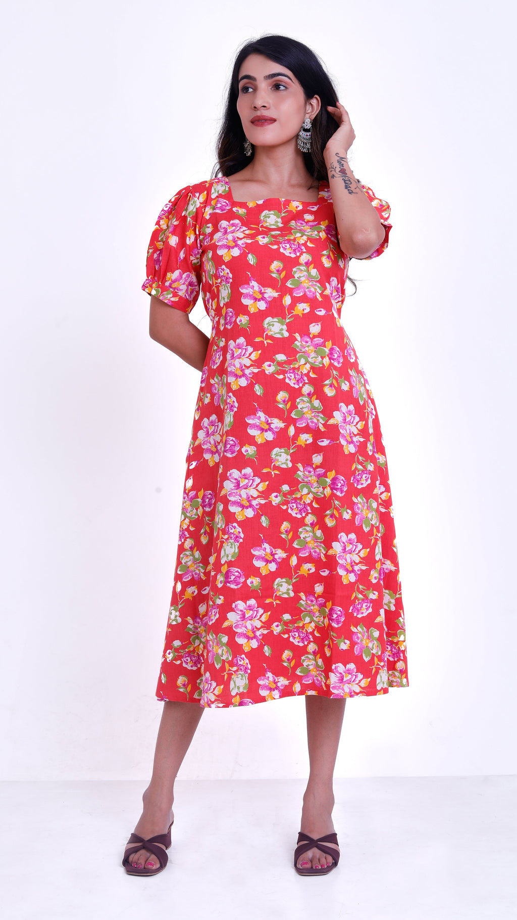 Red cotton flex one piece
