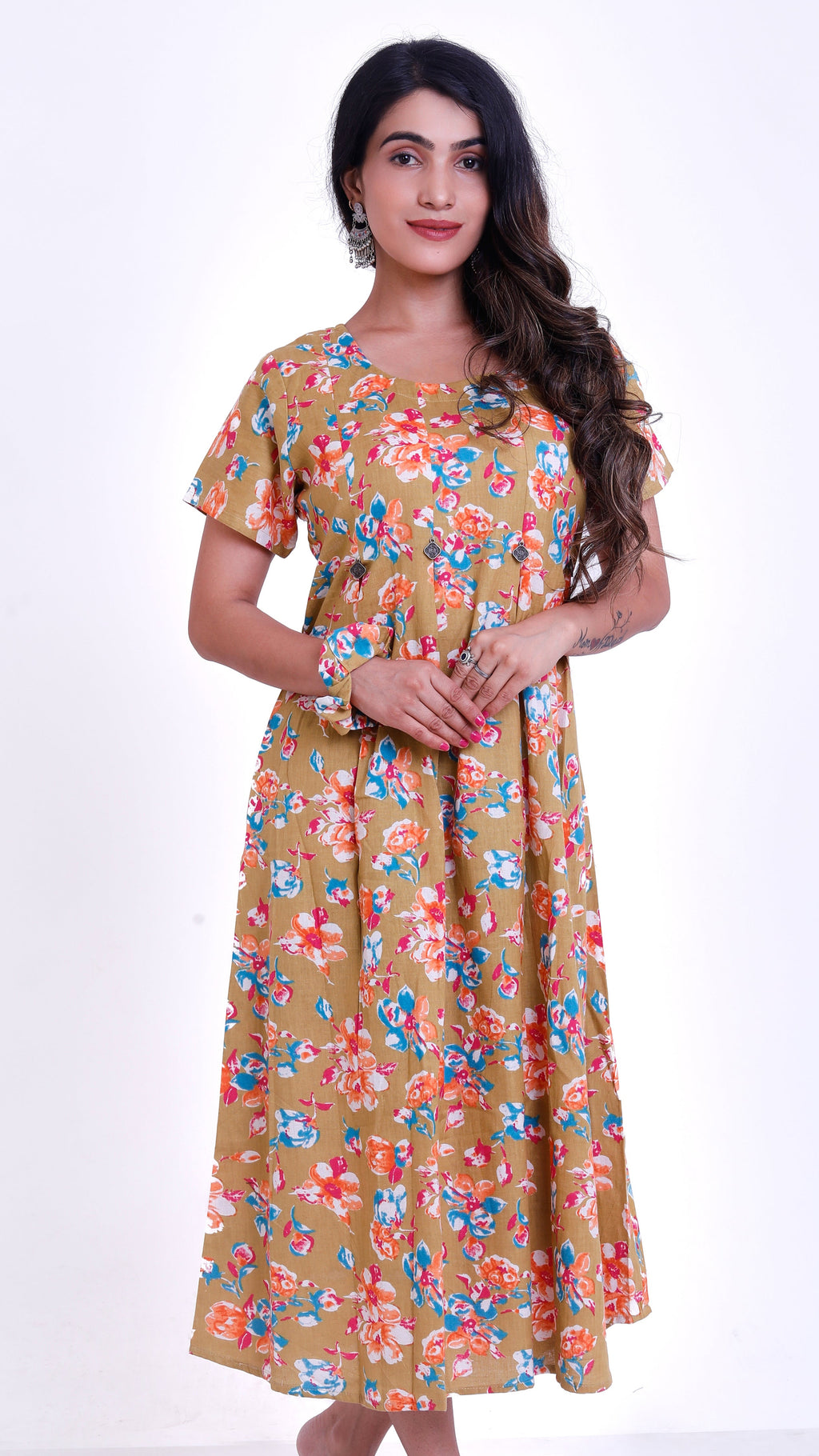 Floral one piece with sleeves