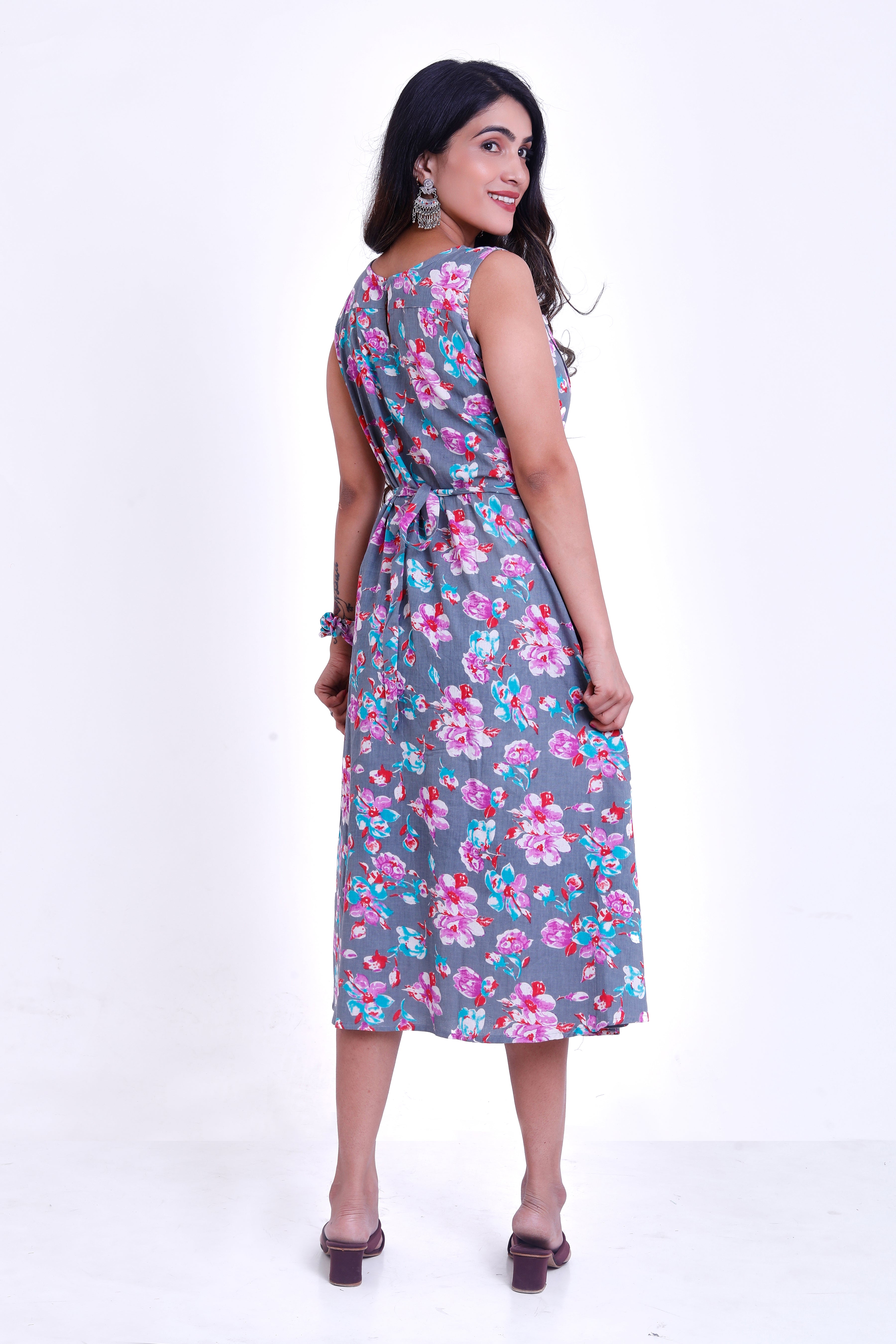 Grey Cross design floral one piece